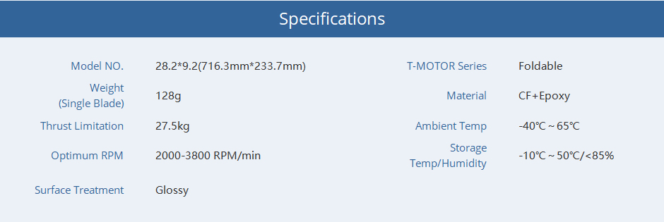 T Motor FA28.2×9.2 Prop 2PCS PAIR Specifications 2 - T-Motor FA28.2×9.2 Propeller T Motor FA28.2×9.2 Prop 2PCS PAIR Specifications 2 - T-Motor FA28.2×9.2 Propeller
